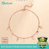 Sterling Silver Leaf Pendant Anklet Chain Bracelet for Women