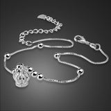 925 Sterling Silver Crown Shape Anklet Bracelet for Women