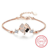925 Silver Four Leaf Flower Bracelet CZ Zirconia S-B199