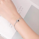 925 Silver Four Leaf Flower Bracelet CZ Zirconia S-B199