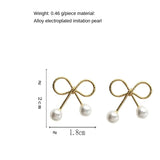 Sweet Small Alloy Bow Clip Earrings Mini Pearl Clip Earrings No Piercing