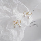 Sweet Small Alloy Bow Clip Earrings Mini Pearl Clip Earrings No Piercing