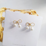 Sweet Small Alloy Bow Clip Earrings Mini Pearl Clip Earrings No Piercing