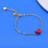 Women's Red Heart Bracelet 925 Sterling Silver Delicate Jewelry