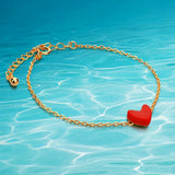 Women's Red Heart Bracelet 925 Sterling Silver Delicate Jewelry