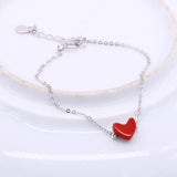 Women's Red Heart Bracelet 925 Sterling Silver Delicate Jewelry