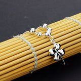 Sterling Silver Anklet with Clover Bead for Women