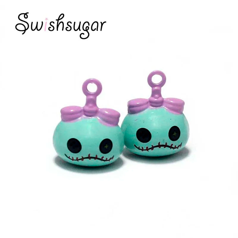 Skull Charm Bells Bracelet Necklace Pendant Craft Jewelry Findings