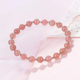Strawberry Colour Beads Blessing Bracelet 925 Silver Jewelry