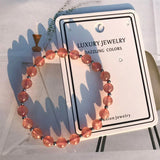 Strawberry Colour Beads Blessing Bracelet 925 Silver Jewelry