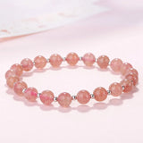 Strawberry Colour Beads Blessing Bracelet 925 Silver Jewelry