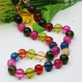 Rainbow Tourmaline Crystal Round Beads Necklace 18inch