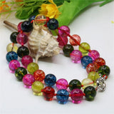 Rainbow Tourmaline Crystal Round Beads Necklace 18inch
