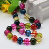 Rainbow Tourmaline Crystal Round Beads Necklace 18inch