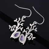 Tree Shape Natural Charoite Drop Earrings 925 Silver Jewelry