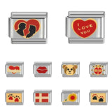 Sweet Italian Heart Charm Bracelet Stainless Steel Jewelry