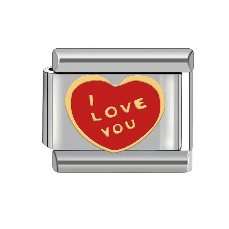 Sweet Italian Heart Charm Bracelet Stainless Steel Jewelry