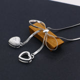 Women's Sterling Silver Necklace-Heart Pendant Necklace-Silver Chain 50CM