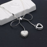 Women's Sterling Silver Necklace-Heart Pendant Necklace-Silver Chain 50CM