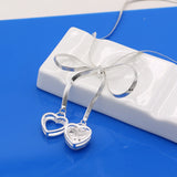 Women's Sterling Silver Necklace-Heart Pendant Necklace-Silver Chain 50CM