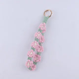 Woven Flower Wristlet Keychain Crochet Cotton Rope Key Strap