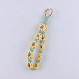 Woven Flower Wristlet Keychain Crochet Cotton Rope Key Strap
