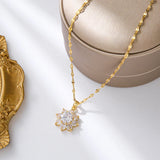 Sweet Zircon Crystal Pendant Clavicle Chain Necklace For Women