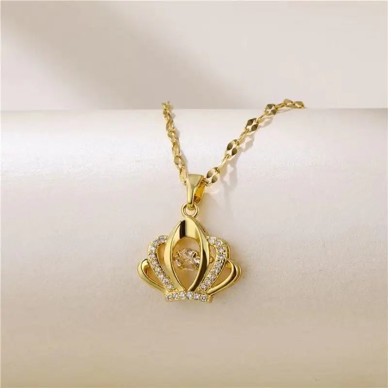 Sweet Zircon Crystal Pendant Clavicle Chain Necklace For Women