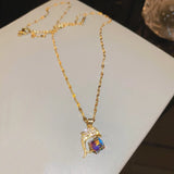 Sweet Zircon Crystal Pendant Clavicle Chain Necklace For Women