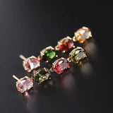 Colorful Natural Tourmaline Earrings, S925 Silver Inlaid, High-grade