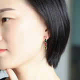 Colorful Natural Tourmaline Earrings, S925 Silver Inlaid, High-grade