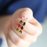Colorful Natural Tourmaline Earrings, S925 Silver Inlaid, High-grade
