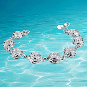 Sterling Silver Flowers Bracelet Women Charm Fine Jewelry
