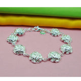 Sterling Silver Flowers Bracelet Women Charm Fine Jewelry