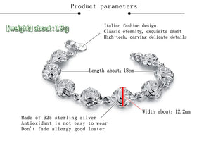 Sterling Silver Flowers Bracelet Women Charm Fine Jewelry