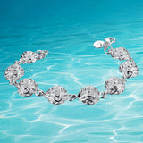 Sterling Silver Flowers Bracelet Women Charm Fine Jewelry