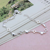 Heart-shaped 925 Sterling Silver Clover Bracelet for Women
