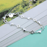 Heart-shaped 925 Sterling Silver Clover Bracelet for Women