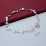Heart-shaped 925 Sterling Silver Clover Bracelet for Women
