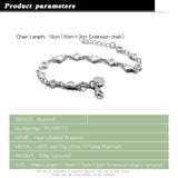 Heart-shaped 925 Sterling Silver Clover Bracelet for Women