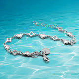 Heart-shaped 925 Sterling Silver Clover Bracelet for Women