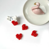 Peach Heart Glass Diamond Earrings DIY Material 4pcs