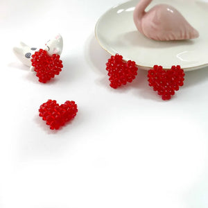 Peach Heart Glass Diamond Earrings DIY Material 4pcs