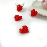 Peach Heart Glass Diamond Earrings DIY Material 4pcs