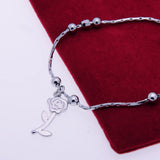 925 Silver Rose Bracelet for Women Birthday Accessories
