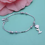 925 Silver Rose Bracelet for Women Birthday Accessories