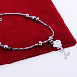 925 Silver Rose Bracelet for Women Birthday Accessories