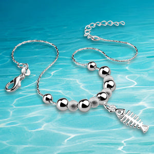 Sterling Silver Fish Bone Anklet for Women
