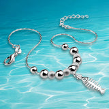 Sterling Silver Fish Bone Anklet for Women
