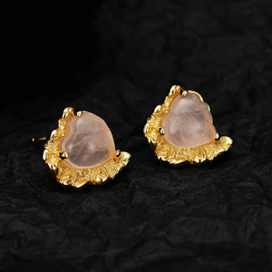 Pink Crystal Love Earrings S925 Sterling Silver